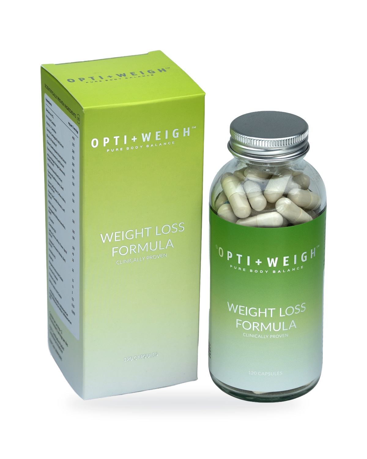 Equilibrium Opti+Weigh Weight Loss Formula — Box and Capsule Bottle