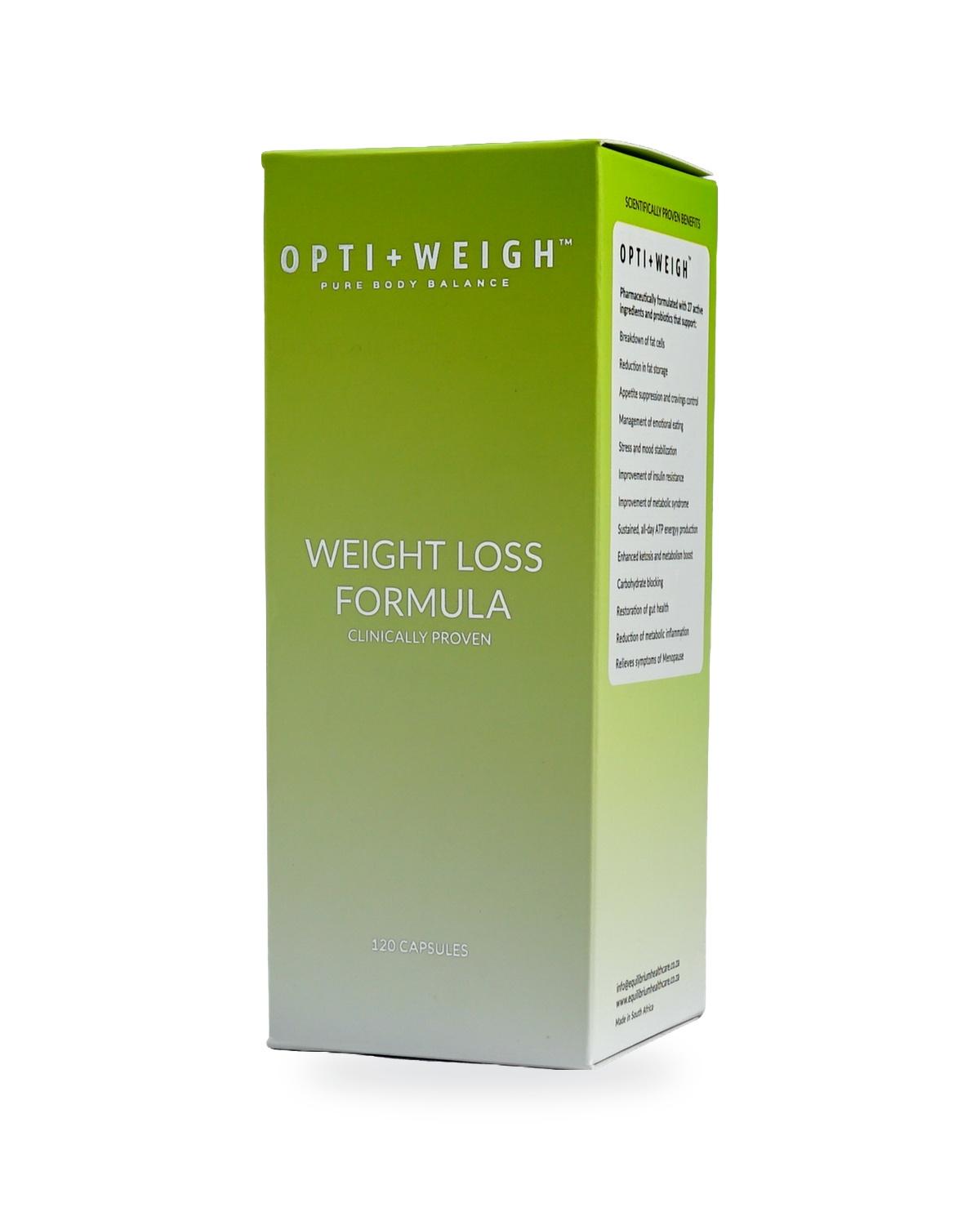 Equilibrium Opti+Weigh Weight Loss Formula — Nutritional Side Panel